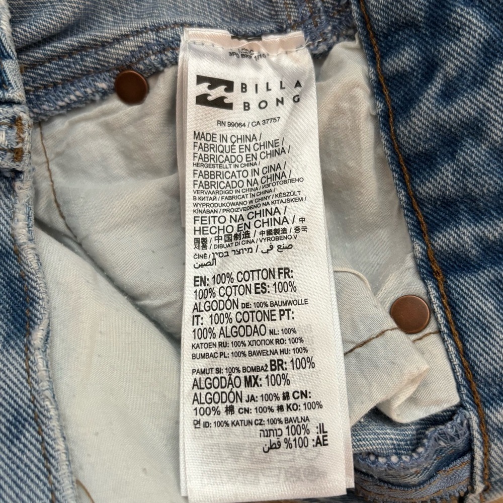 Billabong X Wrangler Super Flare Patchwork Light Denim Jeans Women's 24 - Picture 10 of 12